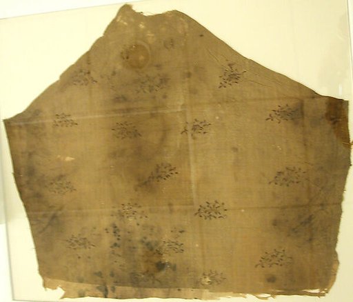 Textile fragment with scattered floral scrolls