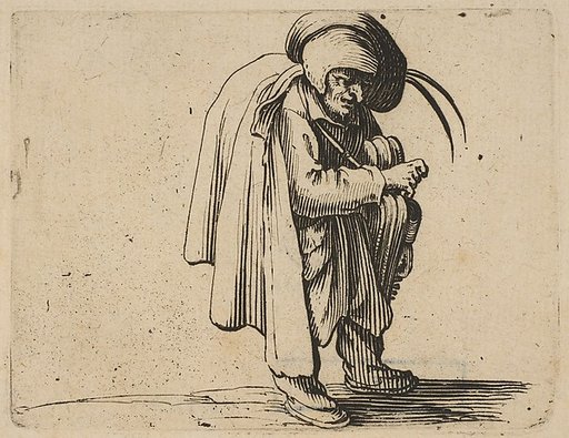 Le Jouer de Vielle (The Hurdy-Gurdy Player), from "Varie Figure Gobbi, suite appelée aussi Les Bossus, Les Pygmées, Les Nains Grotesques" (Various Hunchbacked Figures, The Hunchbacks, The Pygmes, The Grotesque Dwarfs)