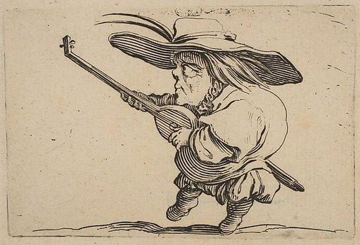 Le Joeuer de Luth (The Lute Player), from "Varie Figure Gobbi, suite appelée aussi Les Bossus, Les Pygmées, Les Nains Grotesques" (Various Hunchbacked Figures, The Hunchbacks, The Pygmes, The Grotesque Dwarfs)