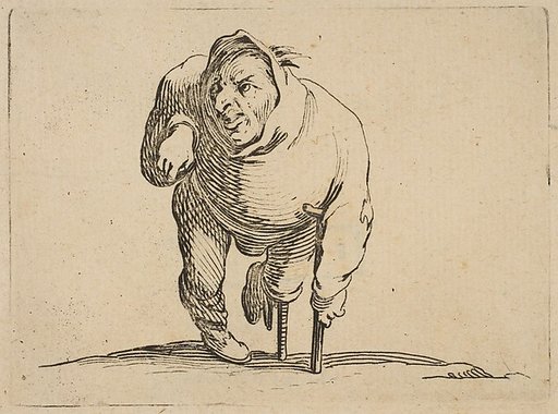 L'Estropié a la Béquille et a La Jambe de Bois (The Cripple with a Crutch and a Wooden Leg), from "Varie Figure Gobbi, suite appelée aussi Les Bossus, Les Pygmées, Les Nains Grotesques" (Various Hunchbacked Figures, The Hunchbacks, The Pygmes, The Grotesque Dwarfs)