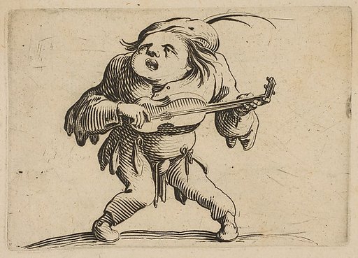 Le Bancal Jouant de La Guitar (The Bandy-Legged Man Playing the Guitar), from "Varie Figure Gobbi, suite appelée aussi Les Bossus, Les Pygmées, Les Nains Grotesques" (Various Hunchbacked Figures, The Hunchbacks, The Pygmes, The Grotesque Dwarfs)
