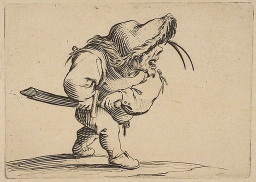 L'Homme S'Apprêtant a Tirer son Sabre (Man Preparing to Draw his Sword), from "Varie Figure Gobbi, suite appelée aussi Les Bossus, Les Pygmées, Les Nains Grotesques" (Various Hunchbacked Figures, The Hunchbacks, The Pygmes, The Grotesque Dwarfs)