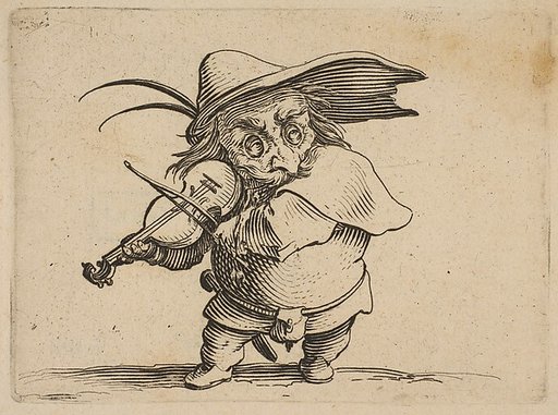 Le Joueur de Violon (The Violin Player), from "Varie Figure Gobbi, suite appelée aussi Les Bossus, Les Pygmées, Les Nains Grotesques" (Various Hunchbacked Figures, The Hunchbacks, The Pygmes, The Grotesque Dwarfs)