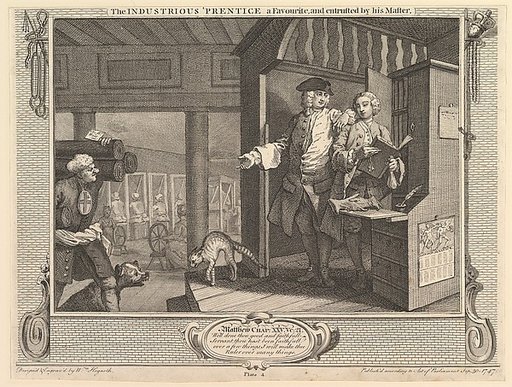 The Industrious 'Prentice a Favorite, and Entrusted by his Master: Industry and Idleness, plate 4