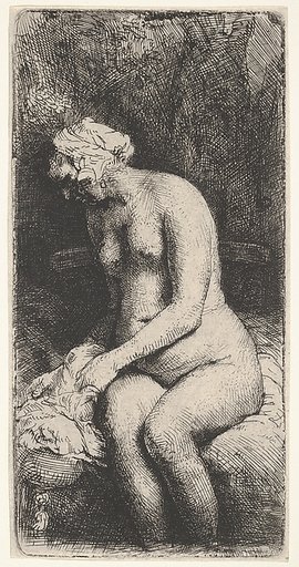 Woman Bathing her Feet at a Brook