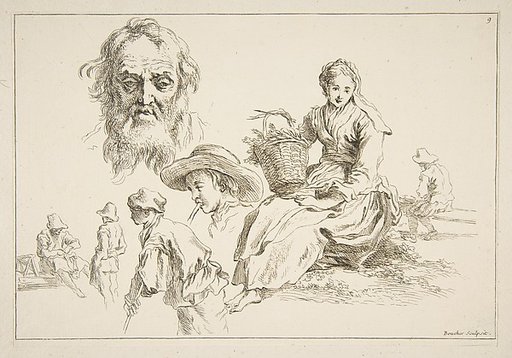 Sheet of Sketches, from "Livre d’étude d’après les desseins originaux de Blomart"