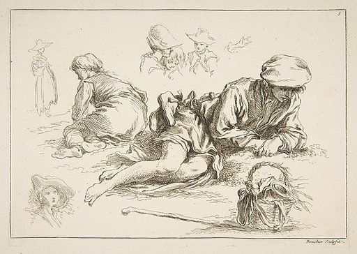 Sheet of Sketches, from "Livre d’étude d’après les desseins originaux de Blomart"