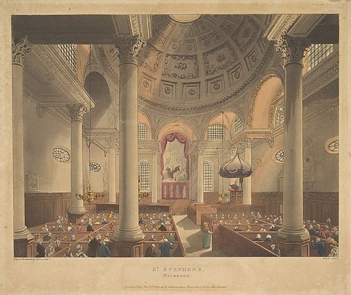 St. Stephen's Walbrook, plate 90 from "Microcosm of London"