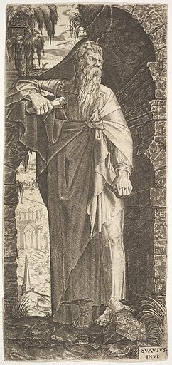 St. Paul standing under an overgrown arch, from "Christ and the Twelve Apostles"