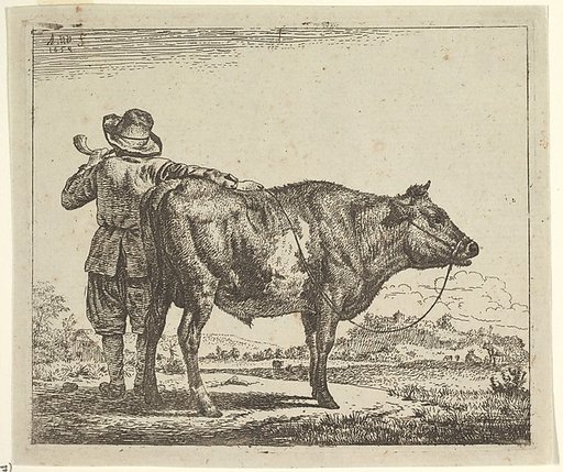 Young Herdsman with a Bull, plate 1 from "Different Animals"
