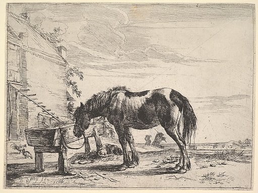 Horse Bound to a Feeding Trough, from "The Horses"