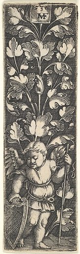 Ornament with a Genius Holding a Shield