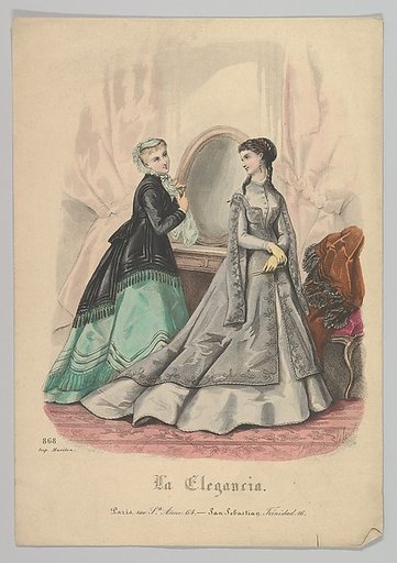 Two Women with a Mirror,  No. 868, from "La Elegancia"