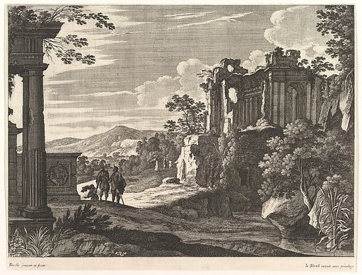 Travelers Visiting Ruins