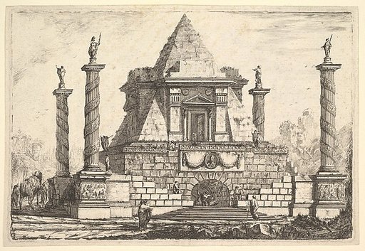 Imaginary Architecture with Camel and Figures, after Della Bella