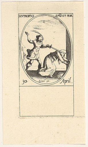 Martyrdom of Saint Eutropius, an oval composition, from "Les images de tous les saints et saintes de l'année" (Images of all the saints of the year)