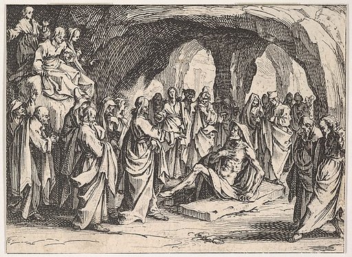 The Resurrection of Lazarus (La Resurrection de Lazare), set in a cave, from "The New Testament" (Le Nouveau Testament)