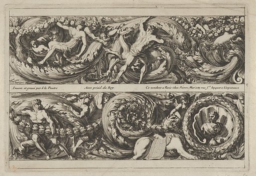 Two Designs for Friezes with Acanthus Scrolls, from "Frises, Feuillages ou Tritons Marins à la romaine"