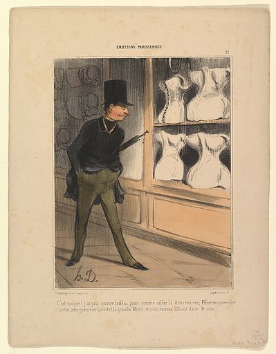 C'est Unique! J'ai Pris Quatre Tailles..., from Émotions Parisiennes, published in Le Charivari, February 7, 1840