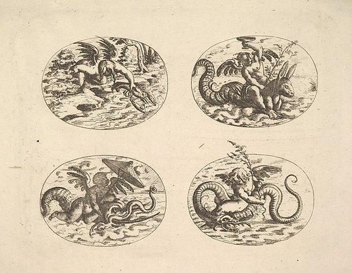 Putti with Sea Monsters, from "Neue Grotessken Buch"