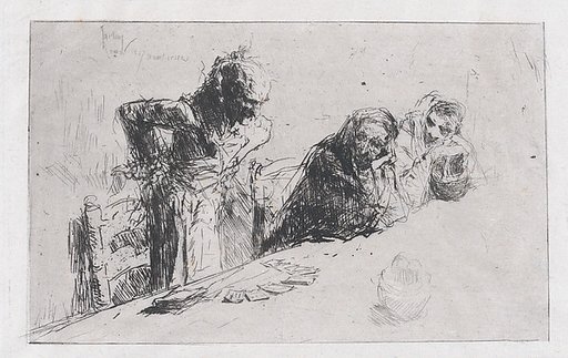 Cardplayers: three men, two seated one standing before a spread of cards on a table