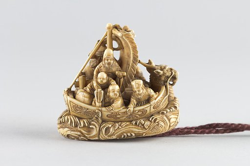 Netsuke of Boat with the Seven Gods of Good Fortune