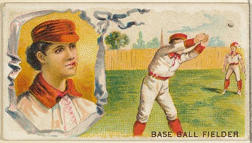 Baseball Fielder, from the Games and Sports series (N165) for Old Judge Cigarettes