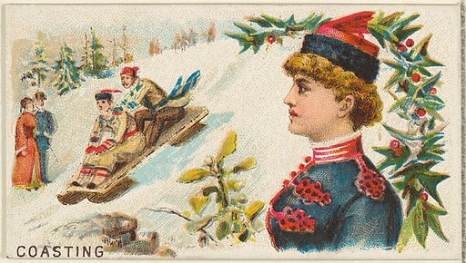Coasting, from the Games and Sports series (N165) for Old Judge Cigarettes