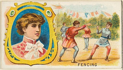 Fencing, from the Games and Sports series (N165) for Old Judge Cigarettes