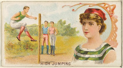 High Jumping, from the Games and Sports series (N165) for Old Judge Cigarettes