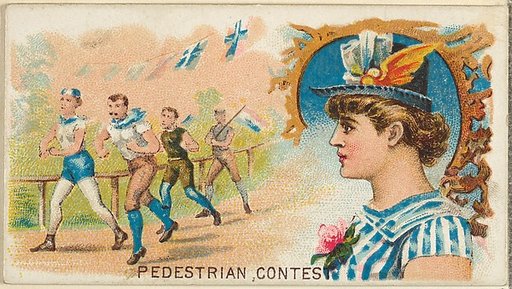 Pedestrian Contest, from the Games and Sports series (N165) for Old Judge Cigarettes