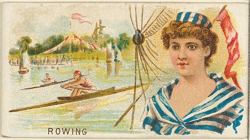 Rowing, from the Games and Sports series (N165) for Old Judge Cigarettes
