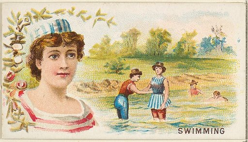 Swimming, from the Games and Sports series (N165) for Old Judge Cigarettes