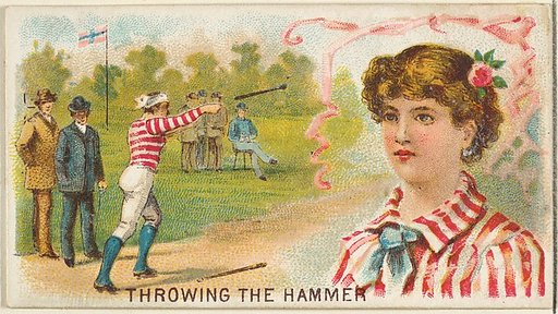 Throwing the Hammer, from the Games and Sports series (N165) for Old Judge Cigarettes