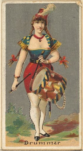 Drummer, from the Occupations for Women series (N166) for Old Judge and Dogs Head Cigarettes