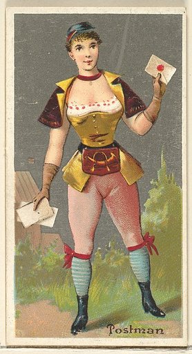 Postman, from the Occupations for Women series (N166) for Old Judge and Dogs Head Cigarettes
