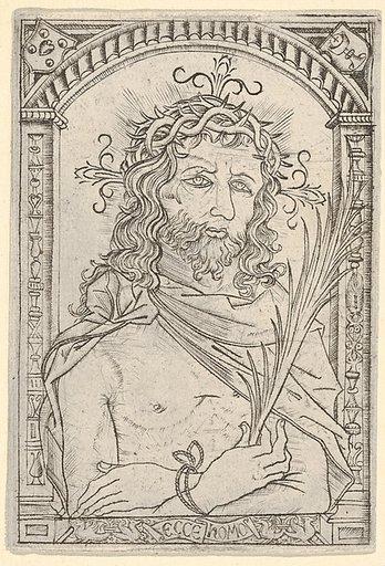Christ as the man of sorrows set within an ornate frame