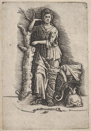Victory or Minerva, helmet on the groud to the right