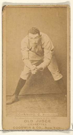 Gunning, Catcher, Philadelphia Athletics, from the Old Judge series (N172) for Old Judge Cigarettes