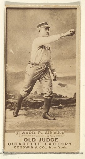 Seward, Pitcher, Philadelphia Athletics, from the Old Judge series (N172) for Old Judge Cigarettes