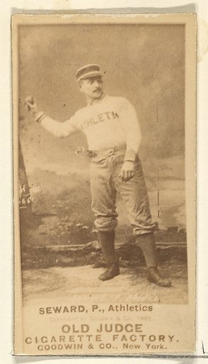 Seward, Pitcher, Philadelphia Athletics, from the Old Judge series (N172) for Old Judge Cigarettes