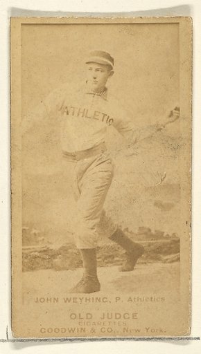 John Weyhing, Pitcher, Philadelphia Athletics, from the Old Judge series (N172) for Old Judge Cigarettes