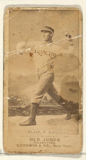 Blair, Pitcher, Philadelphia Athletics, from the Old Judge series (N172) for Old Judge Cigarettes