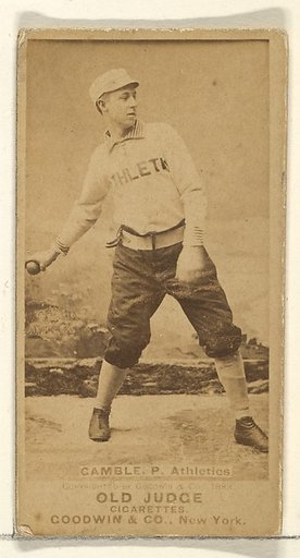 Gamble, Pitcher, Philadelphia Athletics, from the Old Judge series (N172) for Old Judge Cigarettes