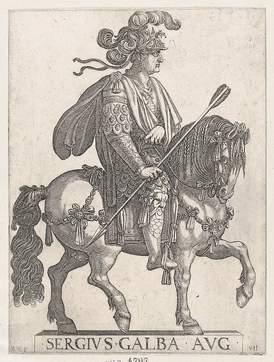 Plate 7: Emperor Galba on Horseback, from "The First Twelve Roman Caesars"