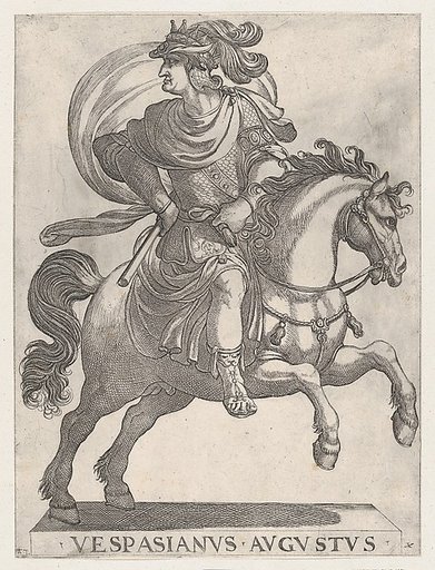 Emperor Vespasian on Horseback, plate 10 from "The First Twelve Roman Caesars"