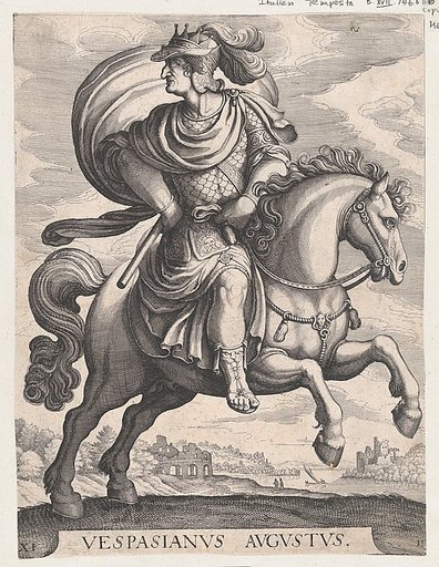 Emperor Vespasian on Horseback, plate 11 from "The First Twelve Roman Caesars"