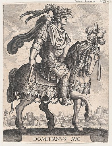 Plate 12: Emperor Domitian on horseback, from "The First Twelve Roman Caesars"