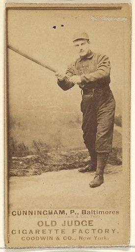 Cunningham, Pitcher, Baltimore Orioles, from the Old Judge series (N172) for Old Judge Cigarettes