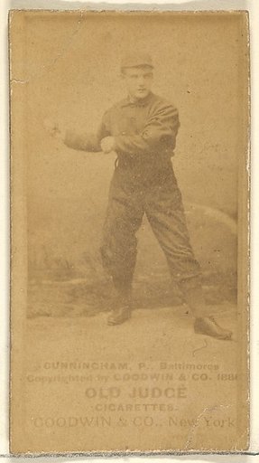 Cunningham, Pitcher, Baltimore Orioles, from the Old Judge series (N172) for Old Judge Cigarettes